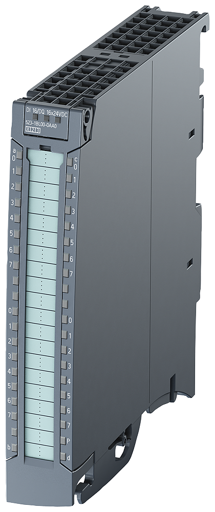 Simatic S7-1500 DI 16x24VDC / DQ16x24VDC/0,5A BA 25 mm incl. conector frontal con bornes de resorte de inserción rápida