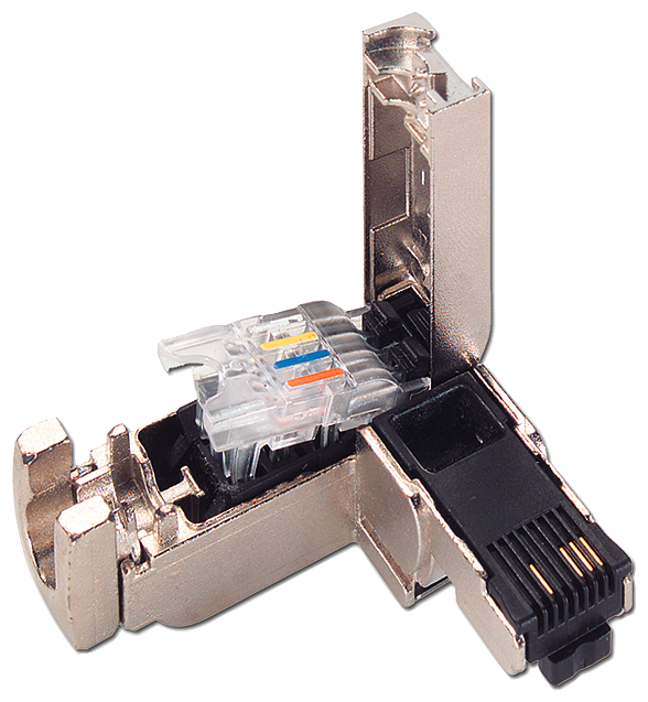 Ie FC RJ45 Plug 90 2x2, conector RJ45 con sist. conexión FC, 90 grados, 1 ud.